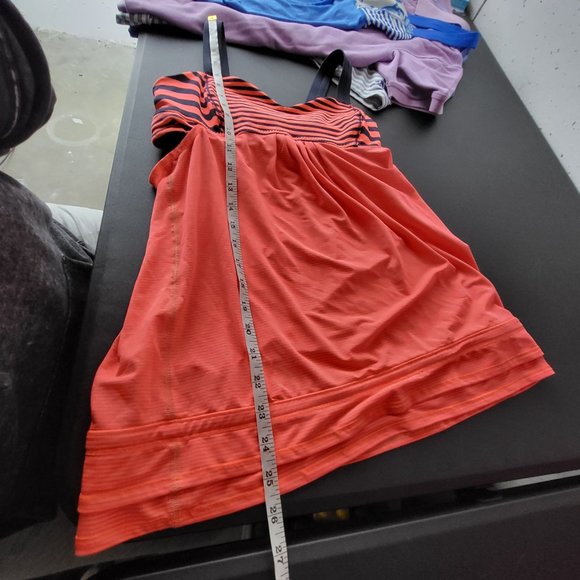 Lululemon Womens Orange and Blue Striped Run Back On Track Tank Top Size 6 - Picture 8 of 9